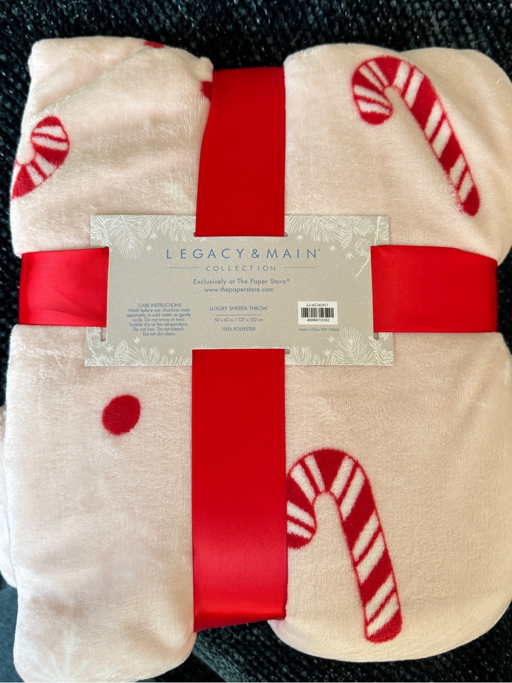 NWT Candy Cane Throw Blanket